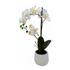 Real touch white orchid 2 spray arrangement in white pot for table, shelf, and console décor