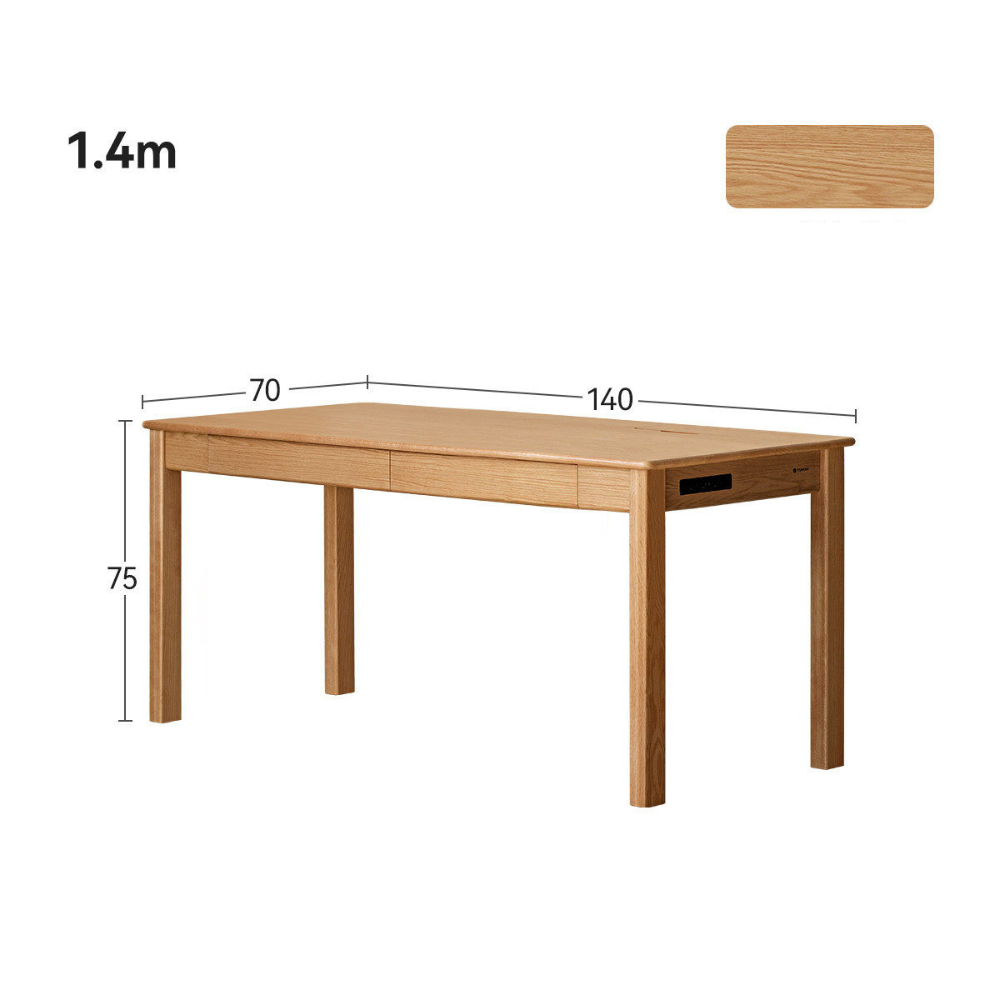 Rello Natural Solid Oak Office Desk