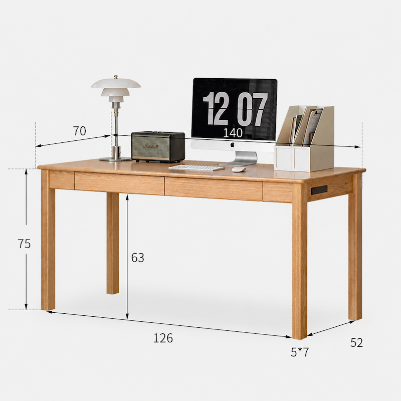 Rello Natural Solid Oak Office Desk