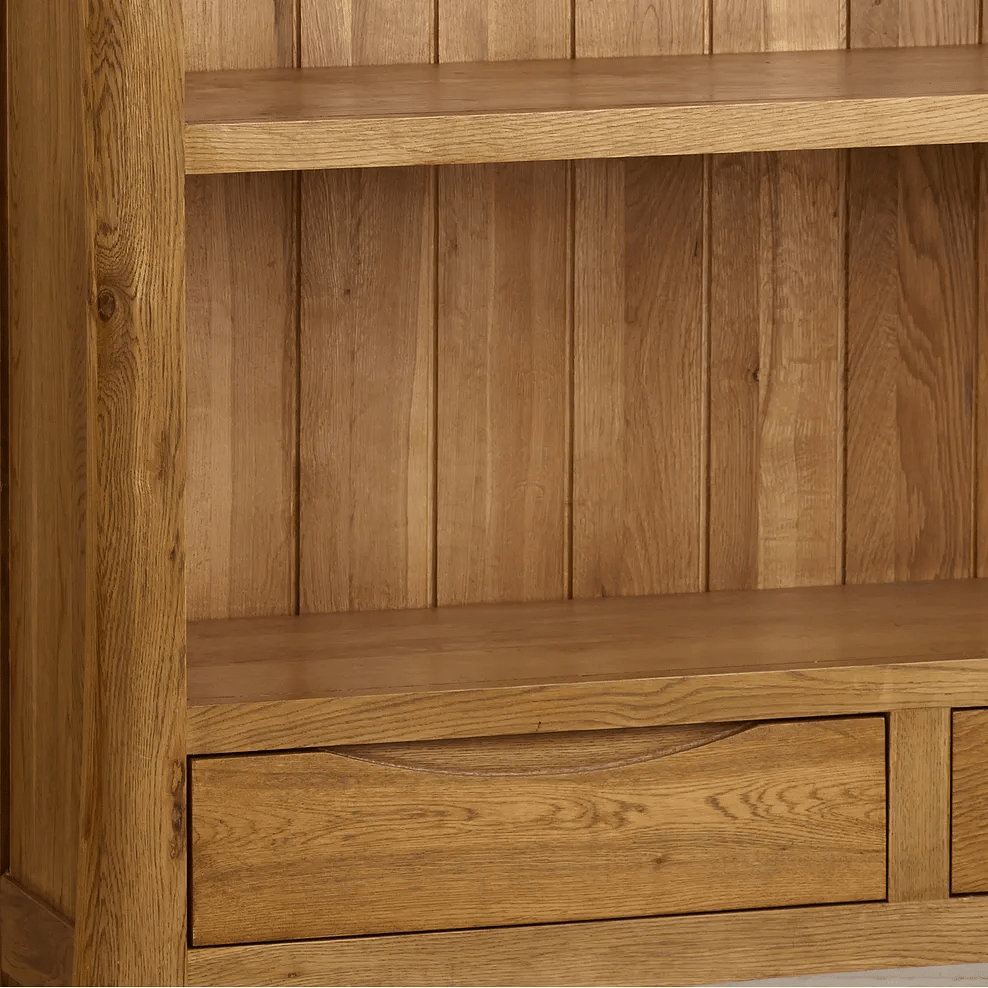 Renwick Rustic Natural Solid Oak Small Bookcase - Oak Furniture Store