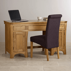 Renwick Rustic Natural Solid Oak Writing Desk - Oak Furniture Store & Sofas