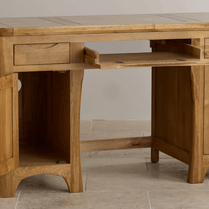 Renwick Rustic Natural Solid Oak Writing Desk - Oak Furniture Store & Sofas