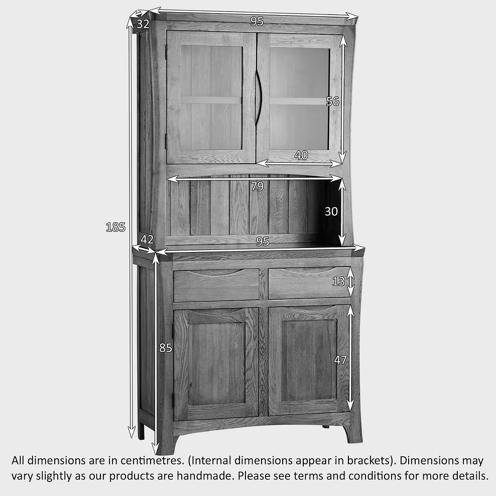 Renwick Rustic Solid Oak Small Sideboard with Hutch Dresser - Oak Furniture Store