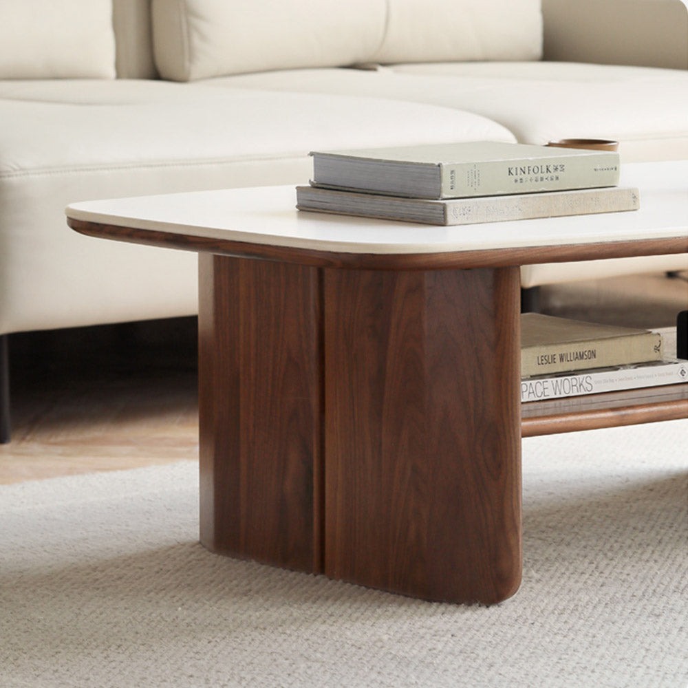 Riano Natural Solid Walnut Coffee Table with Ceramic Top