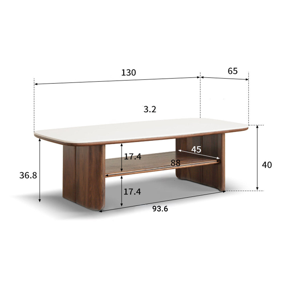 Riano Natural Solid Walnut Coffee Table with Ceramic Top