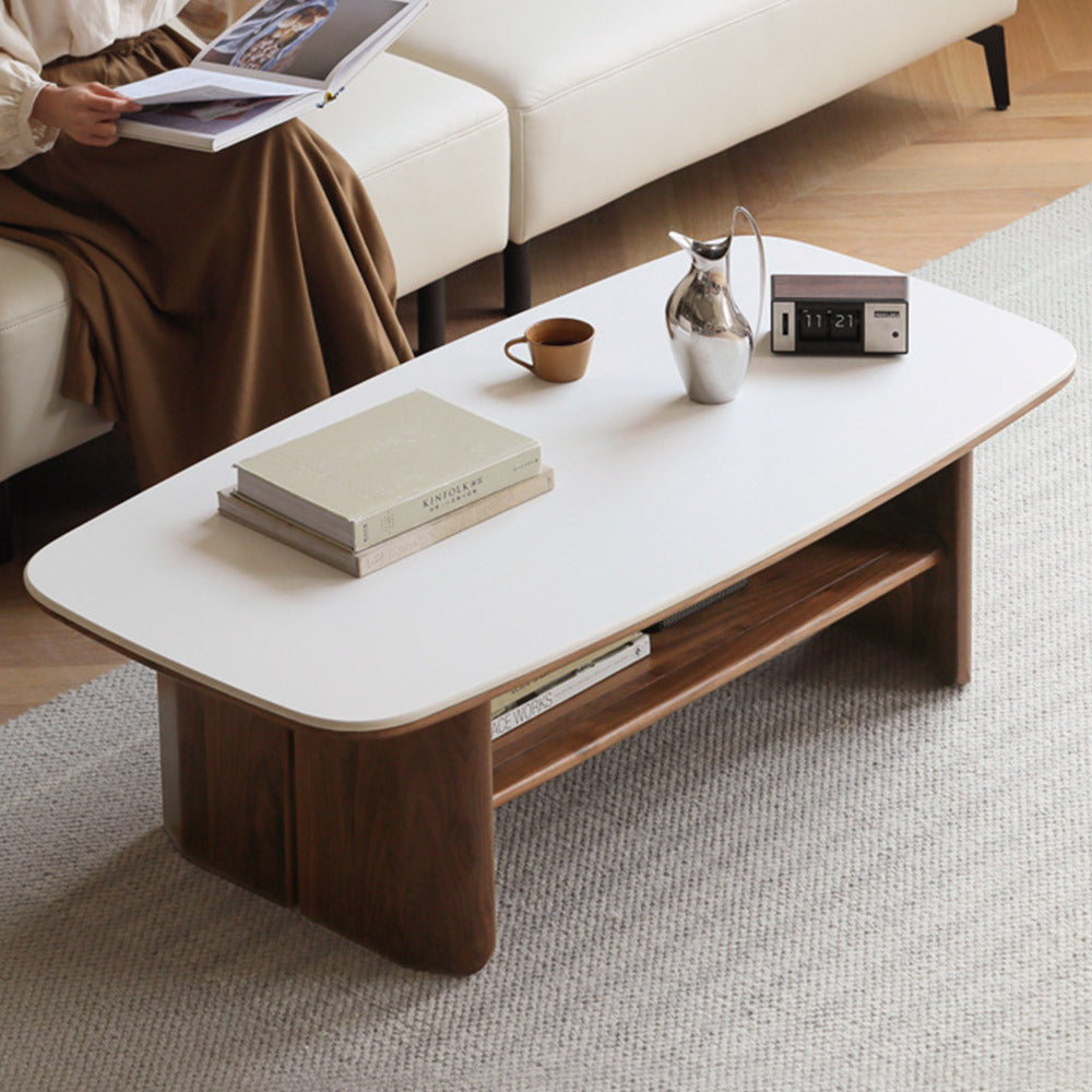 Riano Natural Solid Walnut Coffee Table with Ceramic Top