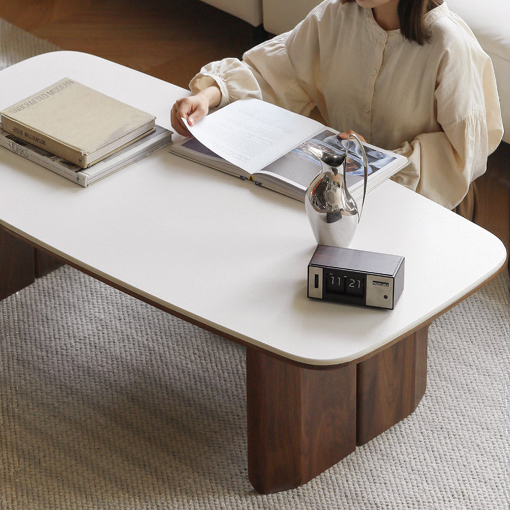 Riano Natural Solid Walnut Coffee Table with Ceramic Top