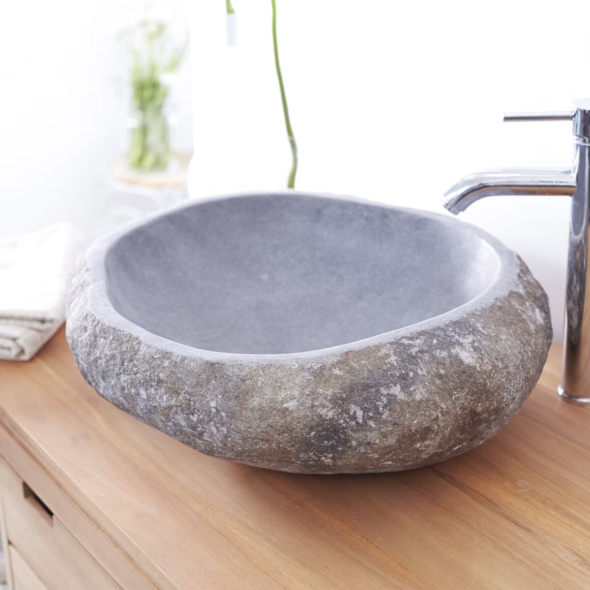 Riaza Large Natural Riverstone Basin - Oak Furniture Store