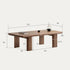 Ribera solid walnut Japandi coffee table with rounded edges and pillar legs
