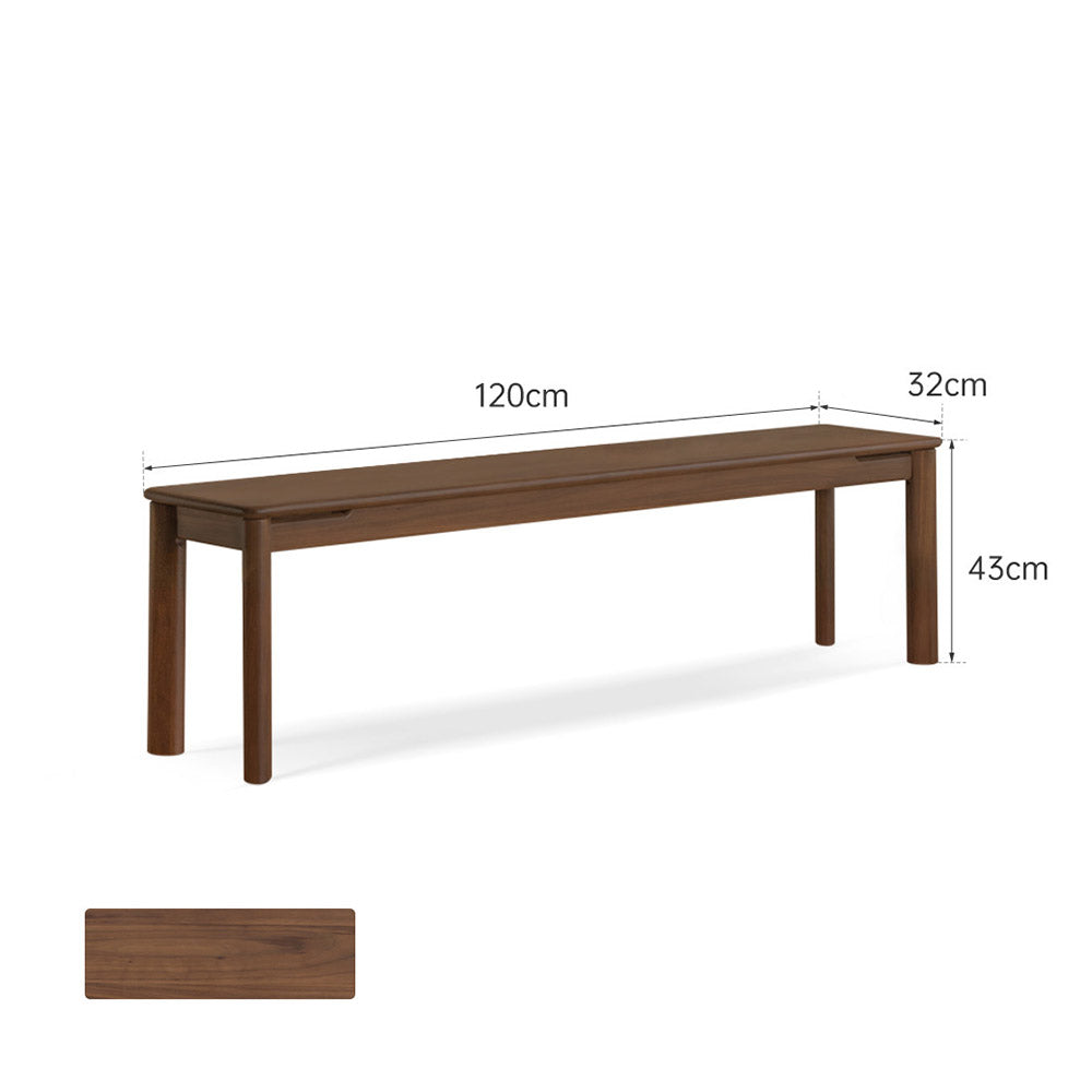 Roselle Natural Solid Walnut Dining Bench