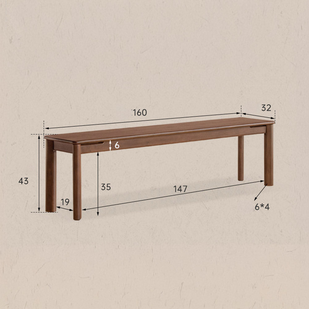 Roselle Natural Solid Walnut Dining Bench