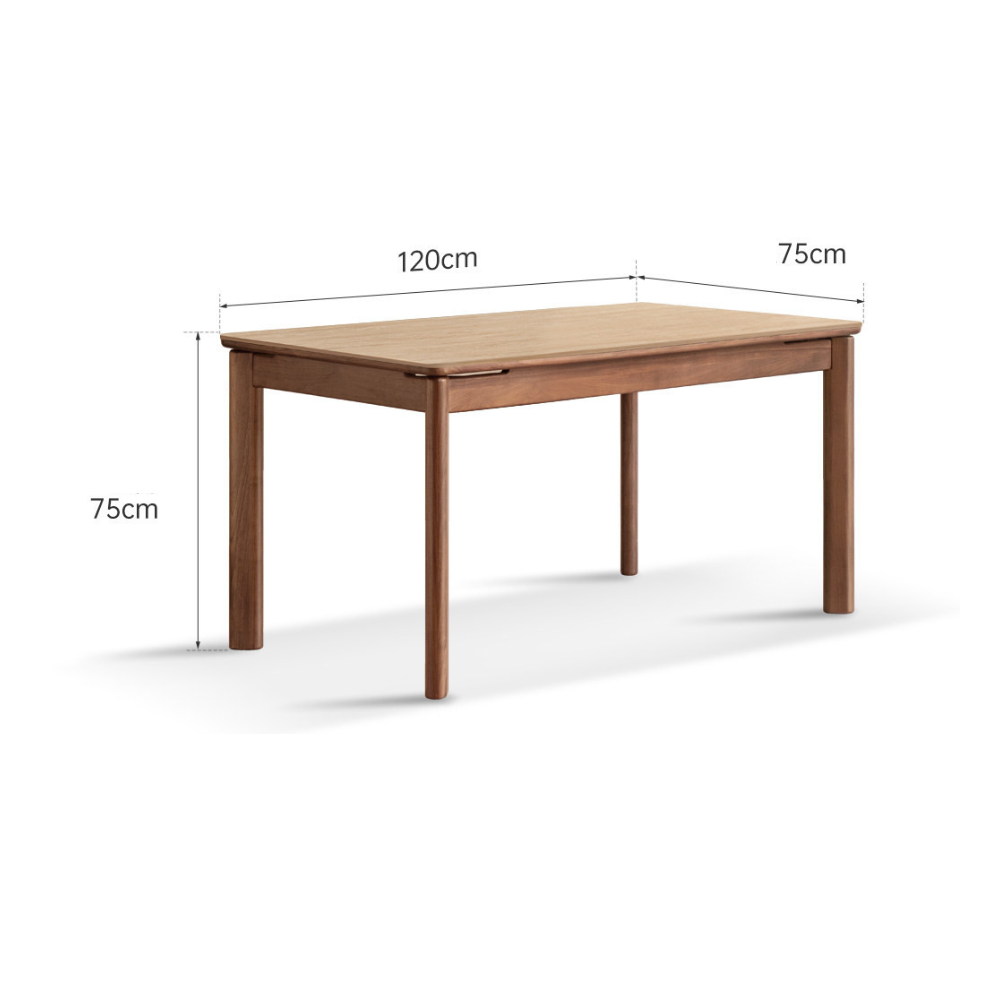 Natural walnut ceramic top dining table with minimalist design and warm timber texture