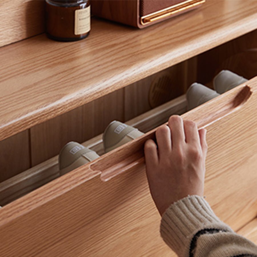 Rostad Natural Solid Oak Flip - top Shoe Cabinet | Oak Furniture Store