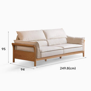 Rouen Natural Solid Oak Seat Sofa - Oak Furniture Store