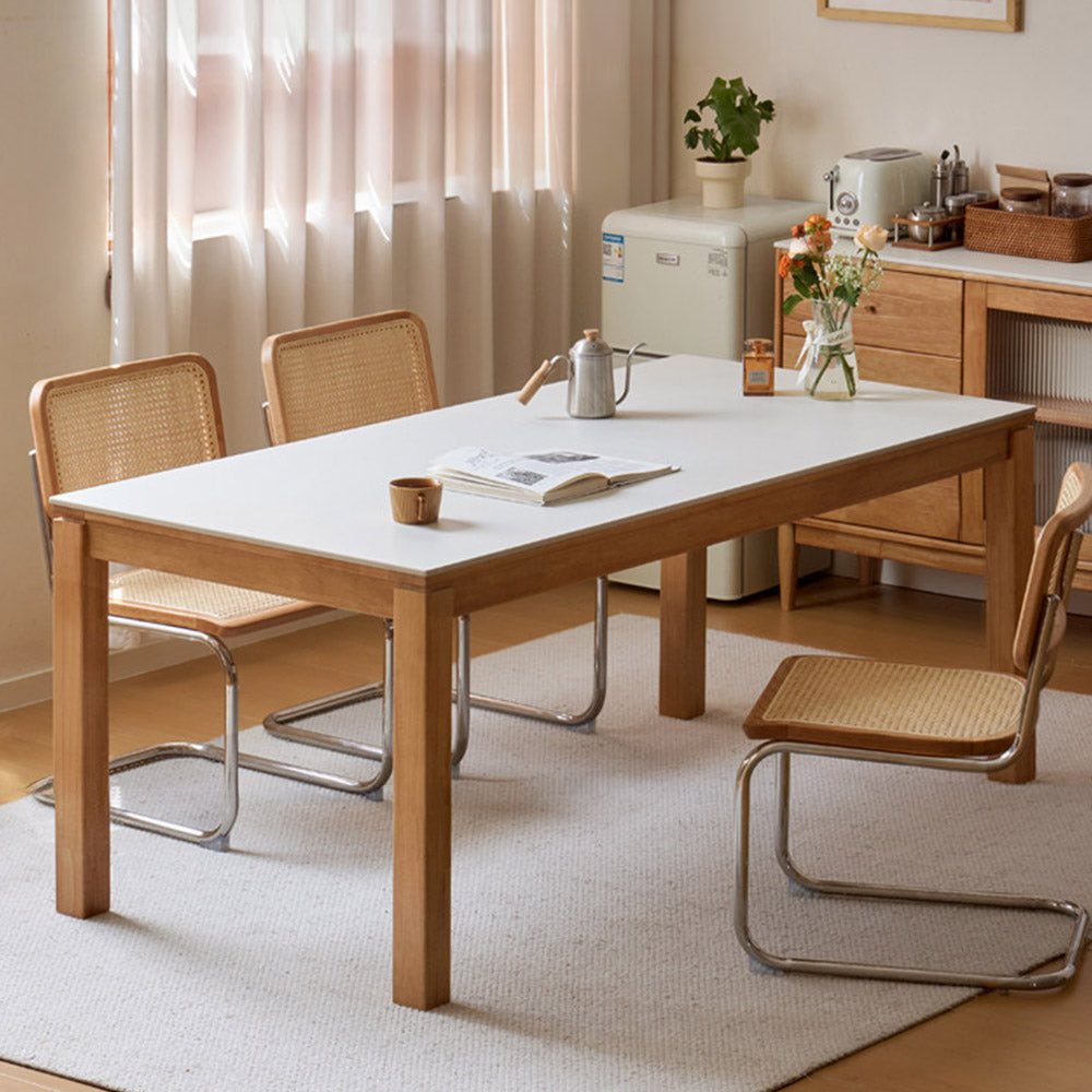 Cesena Natural Solid Rubber Wood Dining Table with Ceramic Top