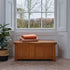 Rustic solid oak blanket box with soft-close lid and classic wax finish for bedroom storage