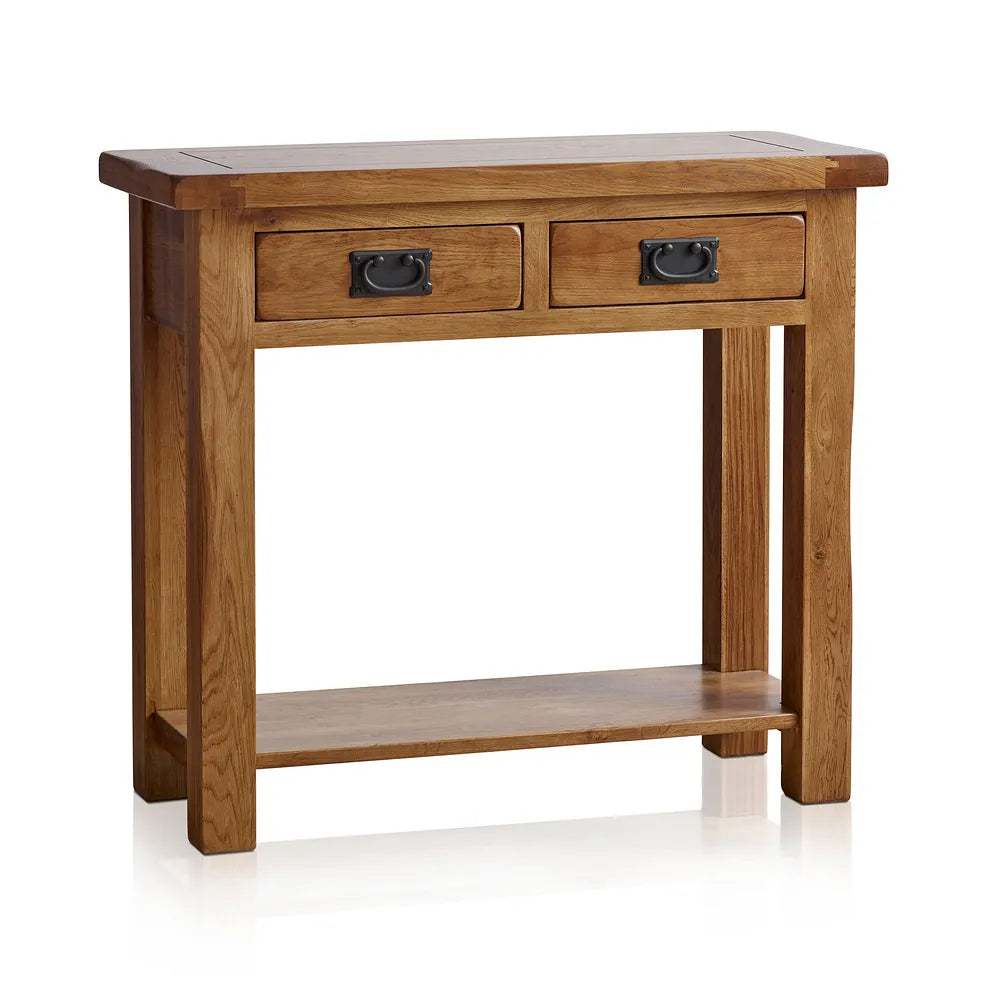 Rustic Country Solid Oak Console Table