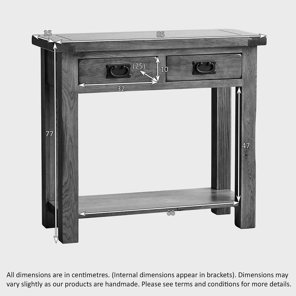 Rustic Country Solid Oak Console Table