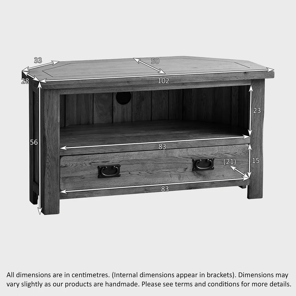 Rustic Country Solid Oak Corner TV Cabinet | Oak Furniture Store