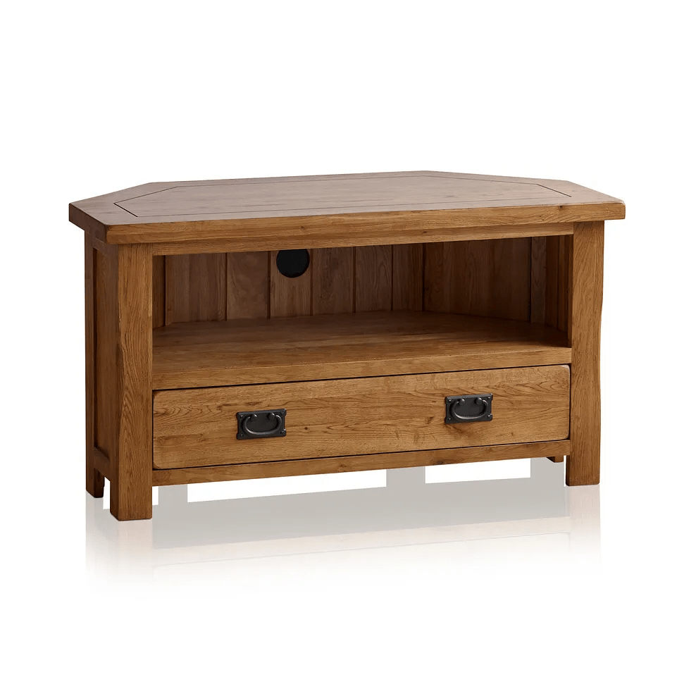 Rustic Country Solid Oak Corner TV Cabinet | Oak Furniture Store