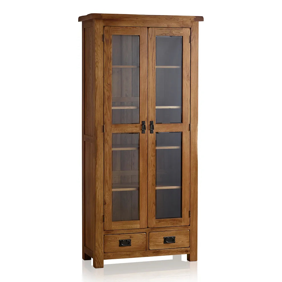 Rustic Country Solid Oak Display Cabniet