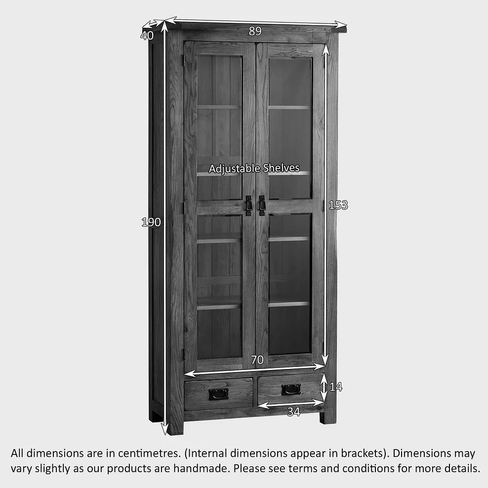 Rustic Country Solid Oak Display Cabniet