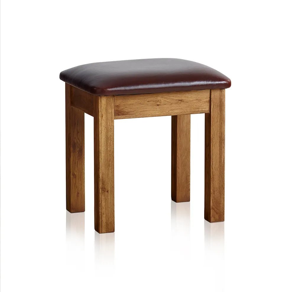 Rustic Country Solid Oak Dressing Stool | Oak Furniture Store