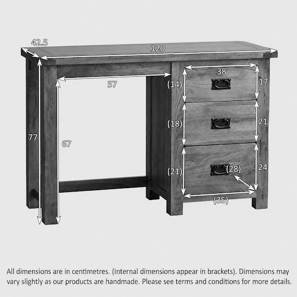 Rustic Country Solid Oak Dressing Table