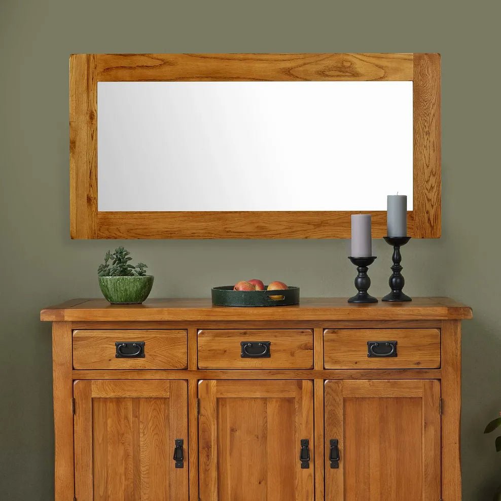 Rustic Country Solid Oak Large Mirror | Oak Furniture Store