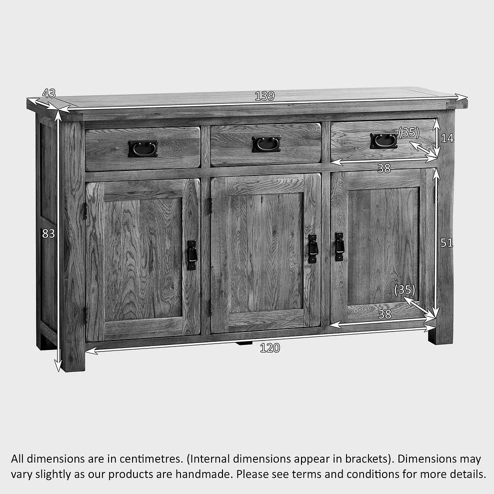 Rustic Country Solid Oak Large Sideboard | Oak Furniture Store