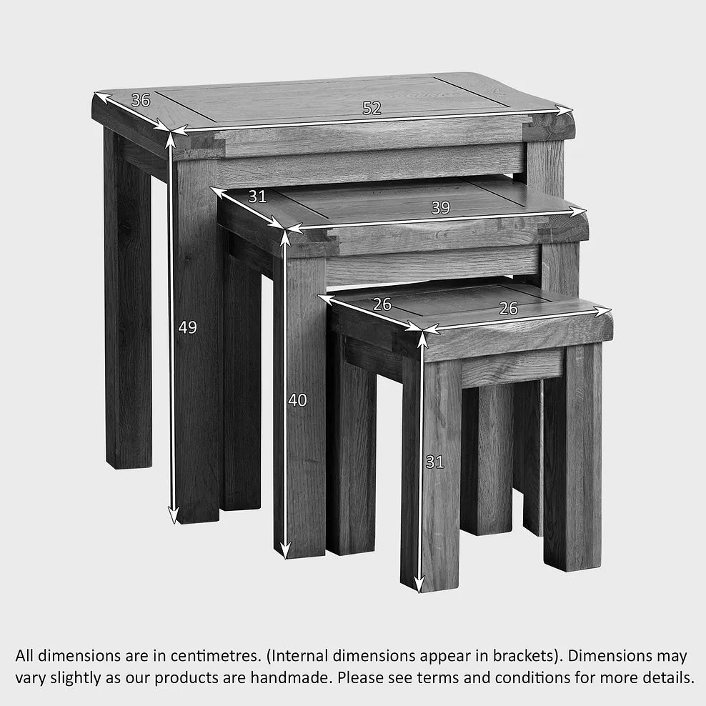 Rustic Country Solid Oak Nest of Tables | Oak Furniture Store