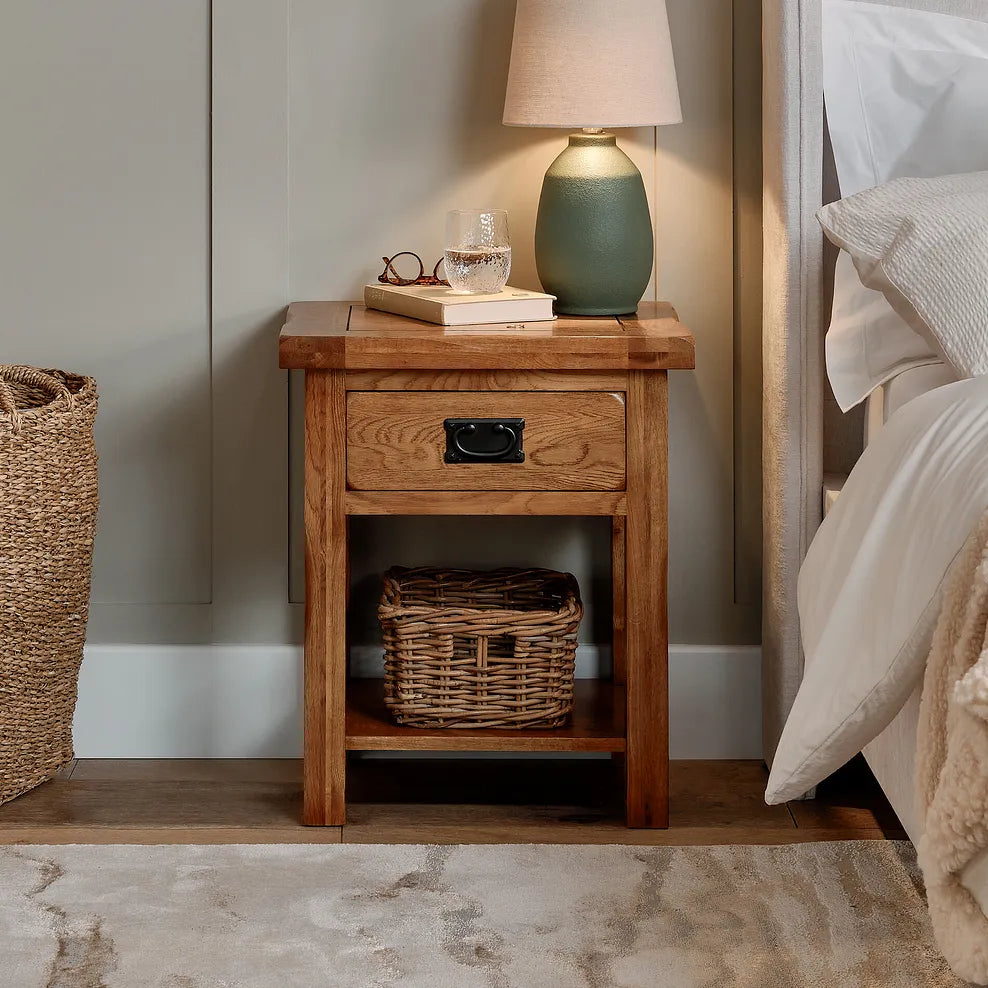 Rustic Country Solid Oak Side Table