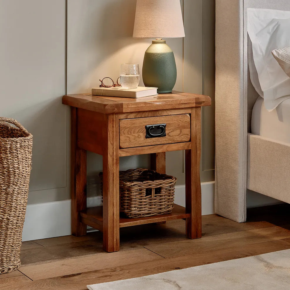 Rustic Country Solid Oak Side Table