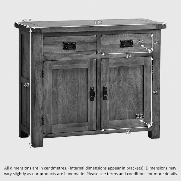 Rustic Country Solid Oak Small Sideboard