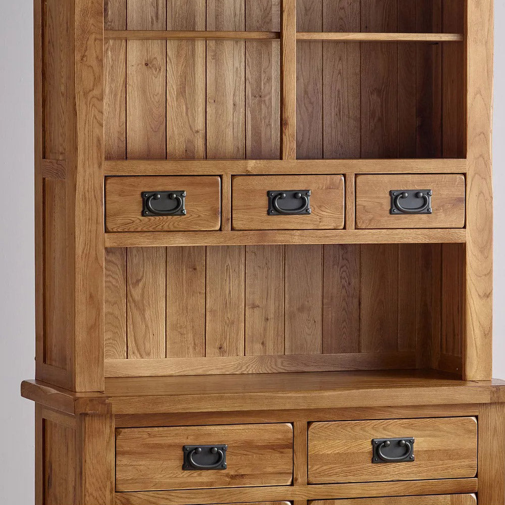 Rustic solid oak small sideboard with optional hutch dresser and cupboard storage