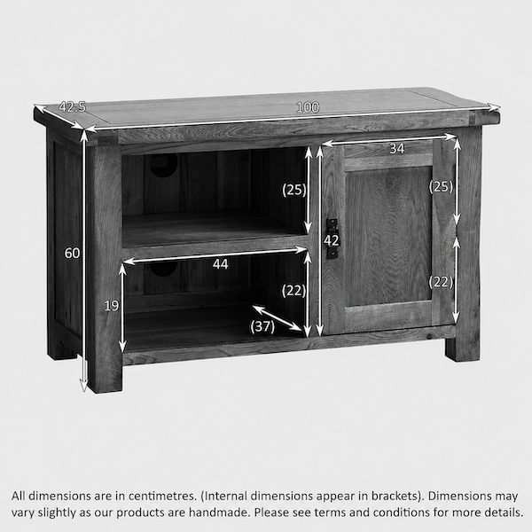 Rustic Country Solid Oak Small TV Cabinet