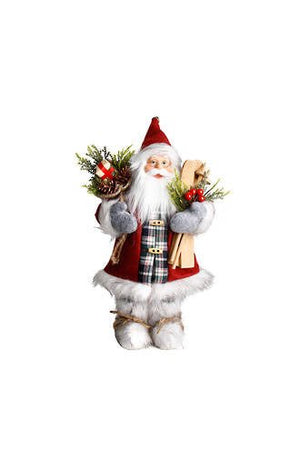 Santa Red Plaid with Skis 30CM FXS560 - 30 - Oak Furniture Store