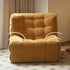 Savoca fabric leisure chair sofa in yellow chenille with waffle quilting, armless plush armchair with deep cushioned seating