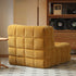 Savoca fabric leisure chair sofa in yellow chenille with waffle quilting, armless plush armchair with deep cushioned seating
