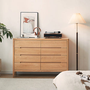 Seattle Natural Solid Oak Chest of 8 Drawers - Oak Furniture Store