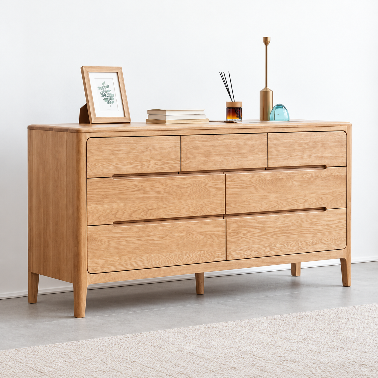 Seattle Natural Solid Oak 3+4 Chest of Drawers
