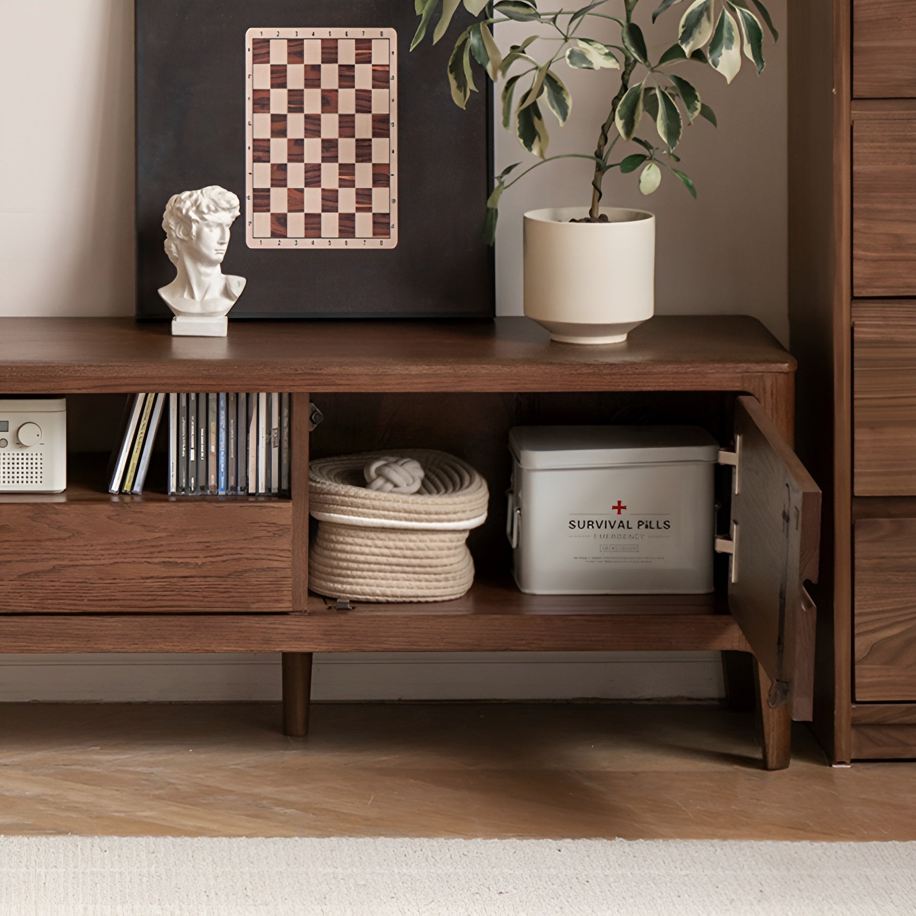 Seattle Natural Solid Oak Entertainment Unit in Walnut Colour | Oak Furniture Store