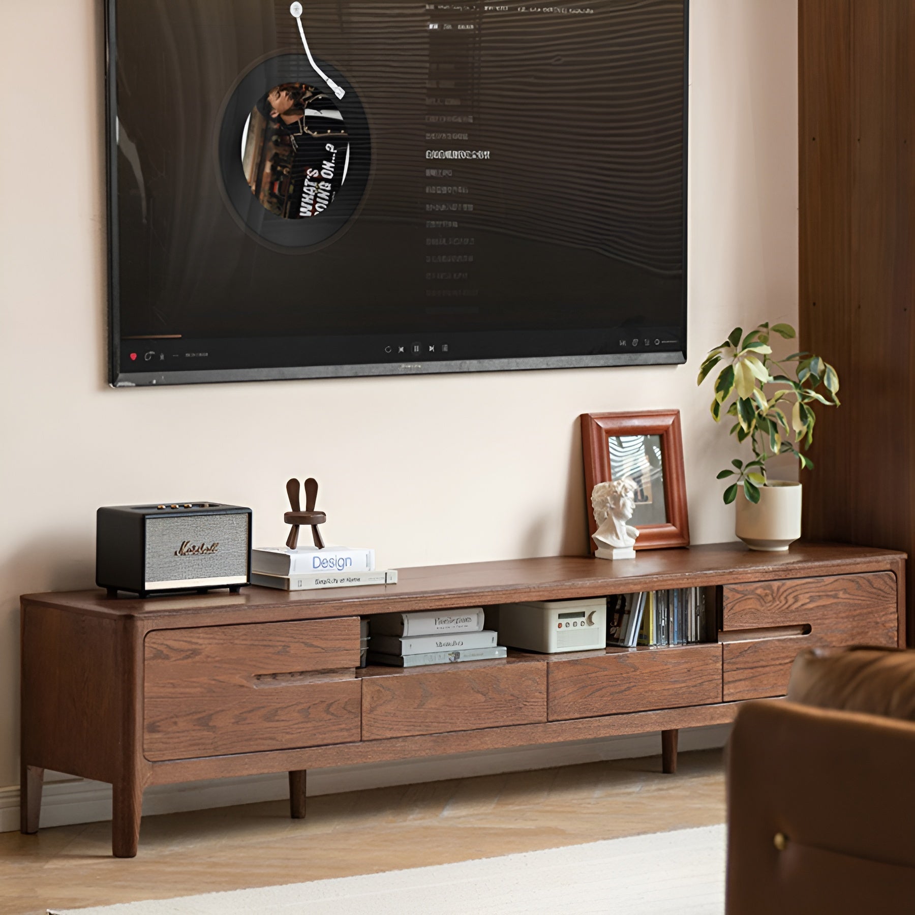 Seattle Natural Solid Oak Entertainment Unit in Walnut Colour | Oak Furniture Store