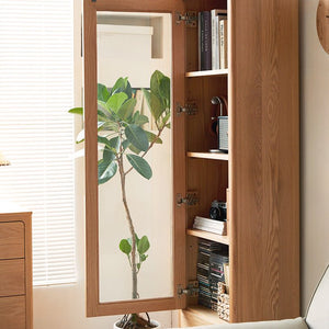 Seattle Natural Solid Oak Slim Display Cabinet - Oak Furniture Store