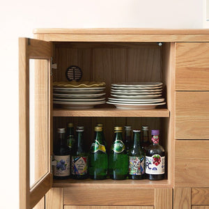 Seattle Natural Solid Oak Tall Sideboard - Oak Furniture Store