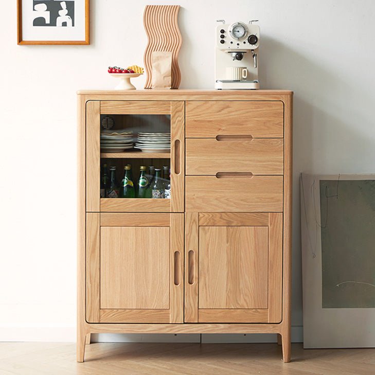 Seattle Natural Solid Oak Tall Sideboard - Oak Furniture Store