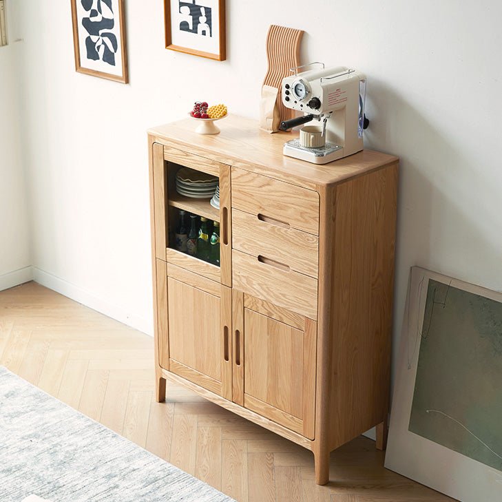 Seattle Natural Solid Oak Tall Sideboard - Oak Furniture Store