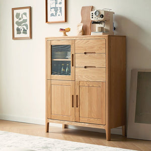 Seattle Natural Solid Oak Tall Sideboard - Oak Furniture Store