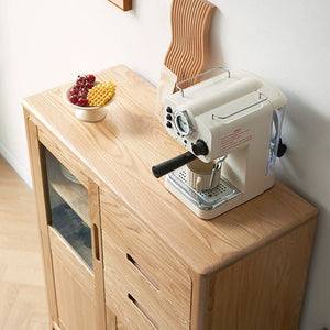 Seattle Natural Solid Oak Tall Sideboard - Oak Furniture Store