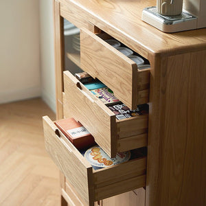 Seattle Natural Solid Oak Tall Sideboard - Oak Furniture Store